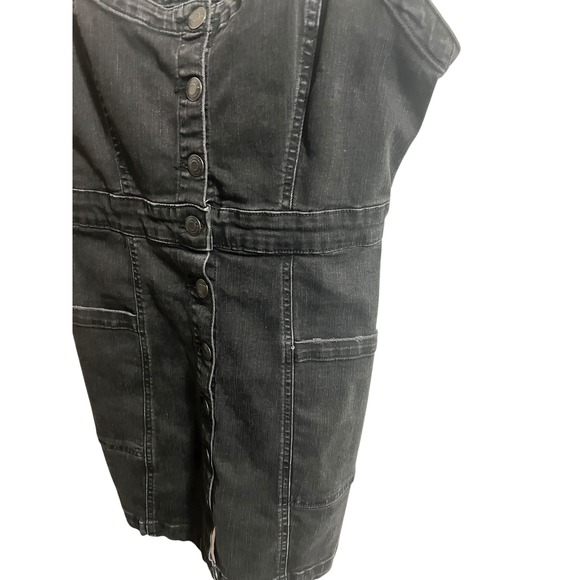 Aeropostale Dress Large Button Front Fitted Washed Black Denim Overalls - Picture 5 of 6